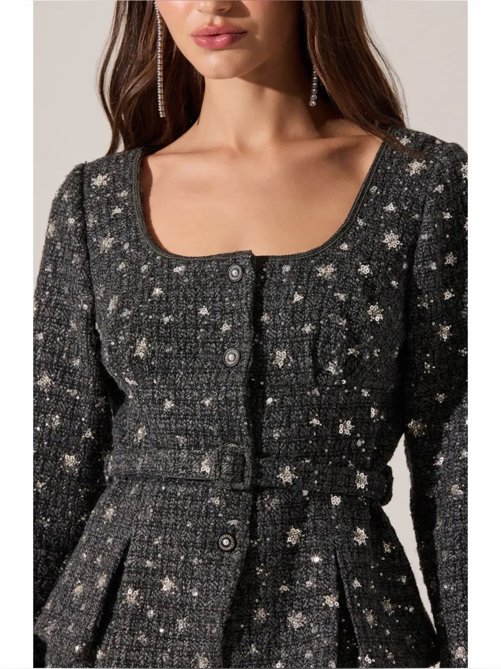 ASTR the Label Carolyn Sequin Tweed Jacket - Picture 2 of 13